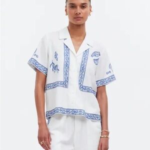 NWOT Madewell x Lisa Says Gah! Embroidered Button-Front Shirt